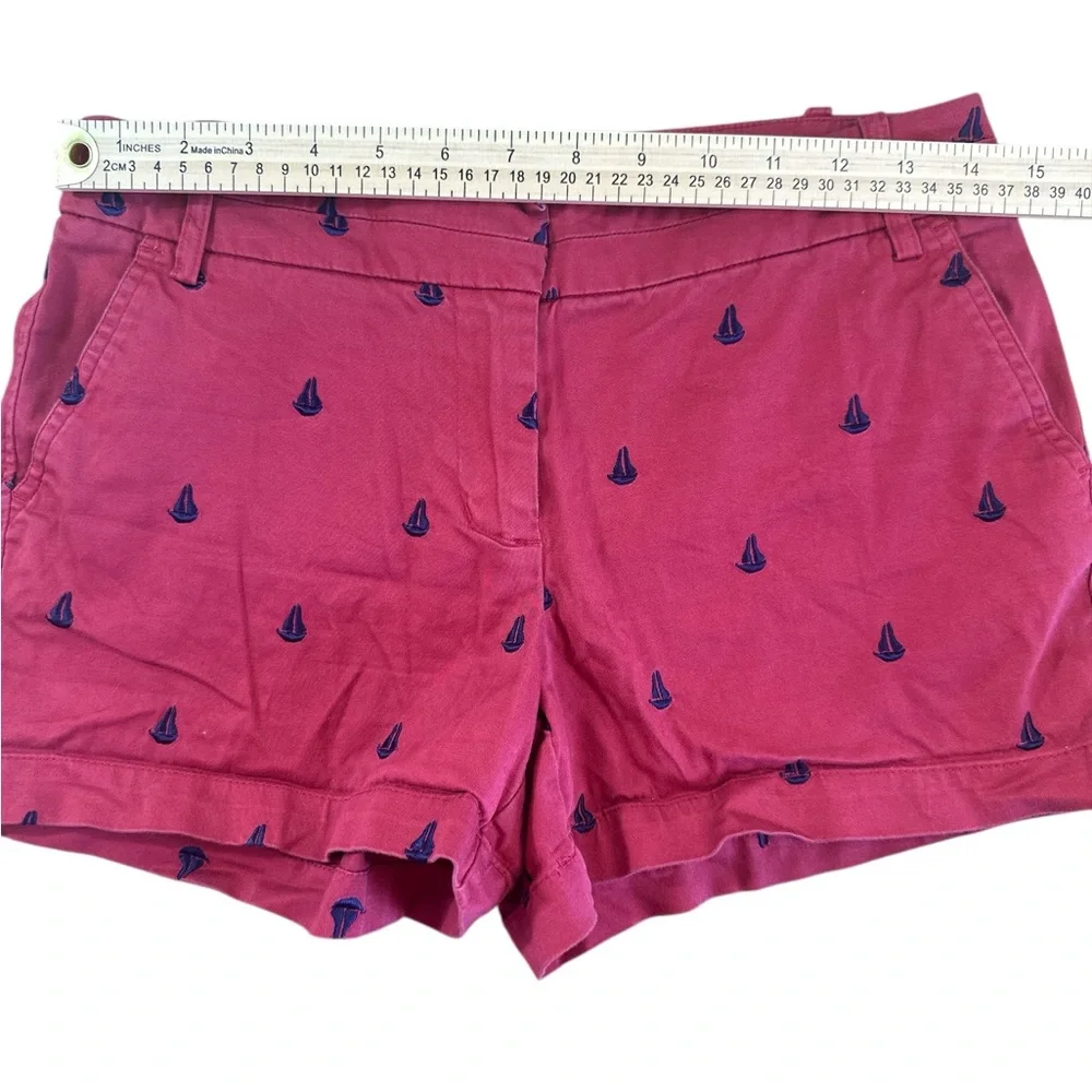 Telluride red‎ with navy blue embroidered sailboat shorts Sz 2